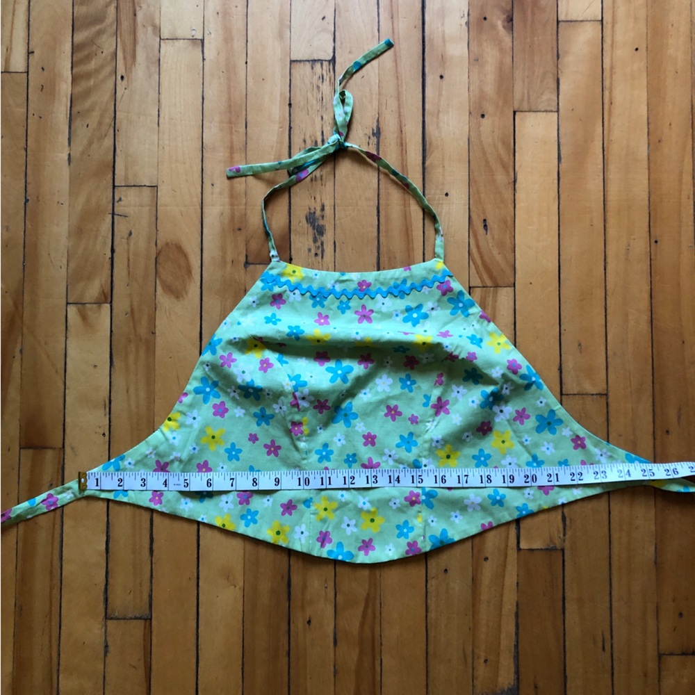 Vintage 90s Y2K Reverse Cropped Floral Daisy Halter Tie Top Club Raver - Picture 7 of 7